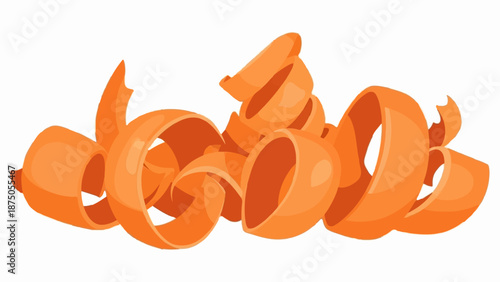 Swirling orange zest curls creating a textured pattern