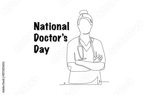 National doctor's day concept one-line drawing