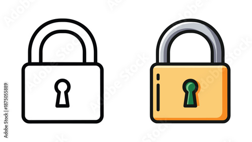 Unlocked and locked pads with keyholes