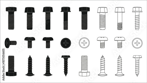 a collection of various screws and bolts
