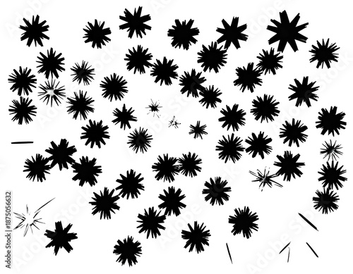 A dark night with glittering snowflakes scattered across the scene