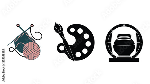 A creative illustration of art supplies and crafting tools