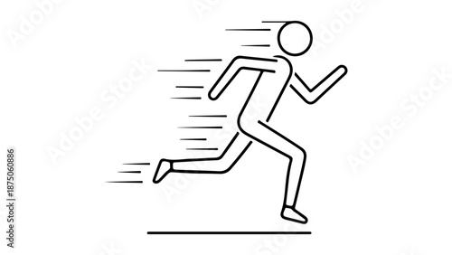 sprinting stick man line art vector illustration 