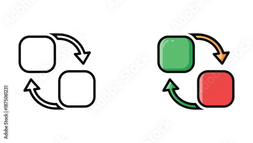 Simple illustration of workflow process with colorful icons