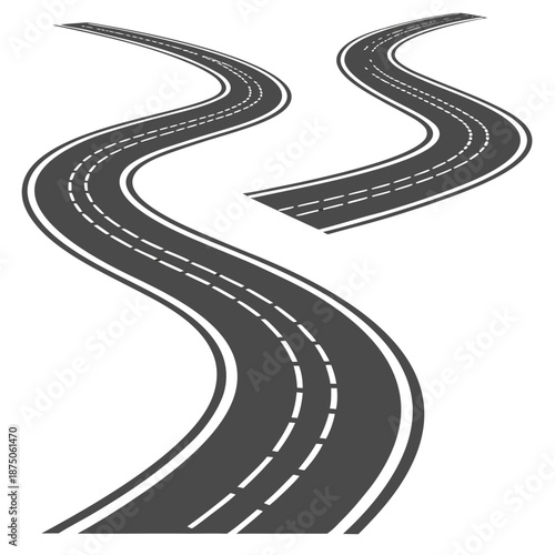 "Stylized Dual Winding Roads Illustration Representing Journey and Navigation"