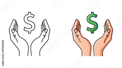 Hands holding dollar sign symbolizing financial support