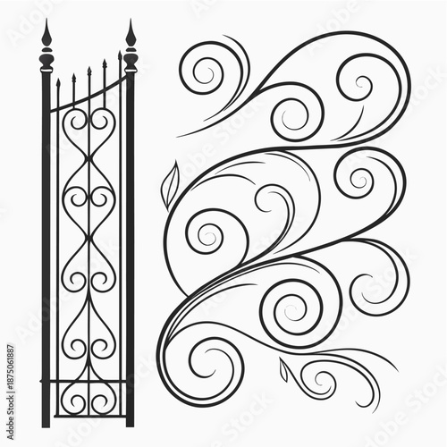 Decorative Wrought Iron Gate and Ornamental Swirl Design