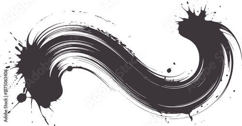Dark grey ink splash forming a dynamic wave shape