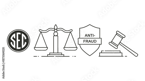 A graphic illustration representing the SEC's anti-fraud protection and justice system