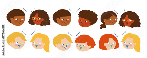 会話しているイラスト素材セット/Conversation illustration material set (black and white people)
