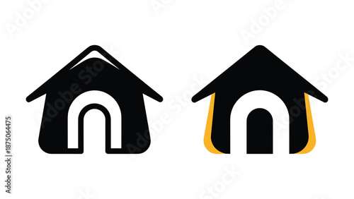 Dog house icon set with simple design