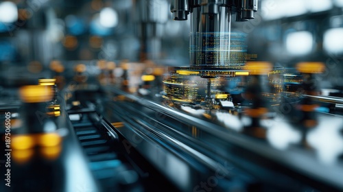 Wallpaper Mural Advanced industrial machine processing flowing digital data streams in a modern smart factory, holographic interfaces and glowing indicators visualizing automation Torontodigital.ca