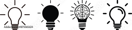 Light bulb icon. Creative idea and inspiration concept. Energy and thinking symbol. Idea sign symbol. Bulb icon collection. Vector illustration
