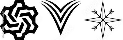 Black and White Abstract Geometric Pattern and Symbol Collection