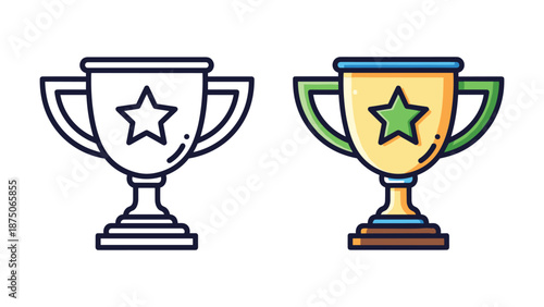 Two trophies with star symbolizing achievement and success