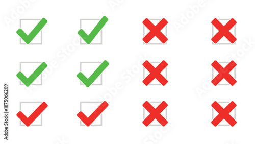 Checkmarks and cross marks in checkboxes high quality