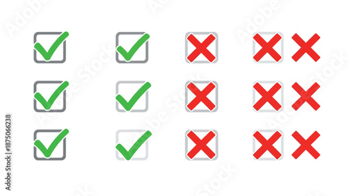 green checkmarks and red crosses on checkboxes