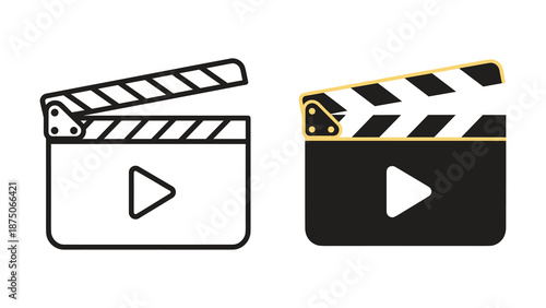 Film clapperboard icon set for video production