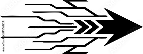 Futuristic abstract speed arrow icon in black and white vector