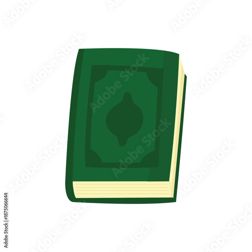 Minimal green Quran illustration for Islamic design, Ramadan