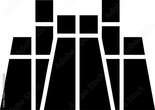 Simple black icon of an industrial factory or power plant.