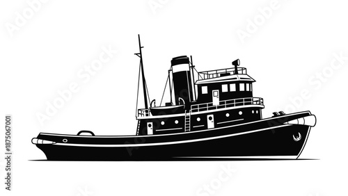 a black and white drawing of a boat on the water