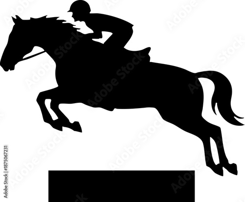 Equestrian Rider on Jumping Horse Silhouette Icon Vector