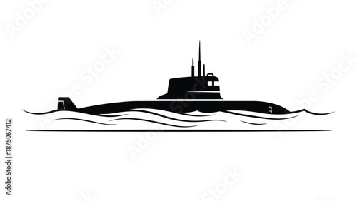 a black silhouette of a submarine in the water
