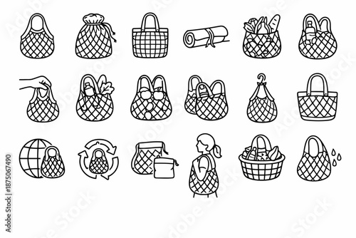 Various reusable mesh bags and their uses for shopping and storage