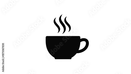 a black silhouette of a steaming cup of coffee