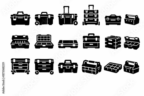Collection of various toolbox silhouettes