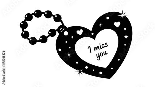 Heart shaped keepsake with "I miss you" message and beaded chain