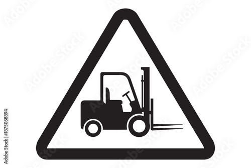 Forklift warning sign on white background