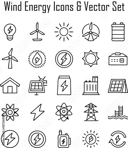 Wind Energy Icons Set