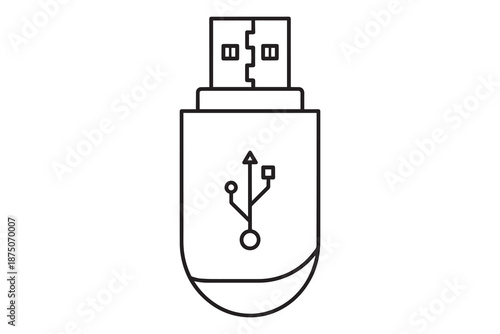 Black and white usb flash drive isolated on white background