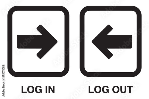 Log in and log out icons isolated on white background