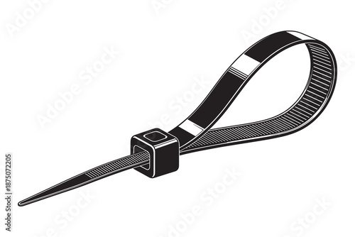 Cable tie isolated on white background for organizing wires