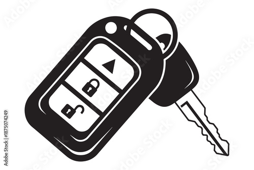 Car key fob with lock and unlock buttons isolated on white background