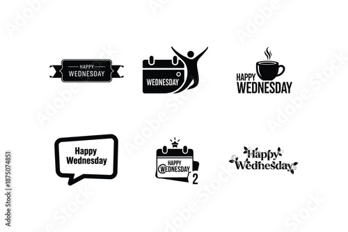 Wednesday day silhouette greeting cards and cliparts