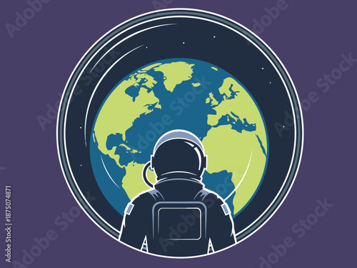 An astronaut gazes at Earth from a spacecraft window. A stunning space tourism concept with a dramatic Earth view. Perfect for travel, technology, and future themes.