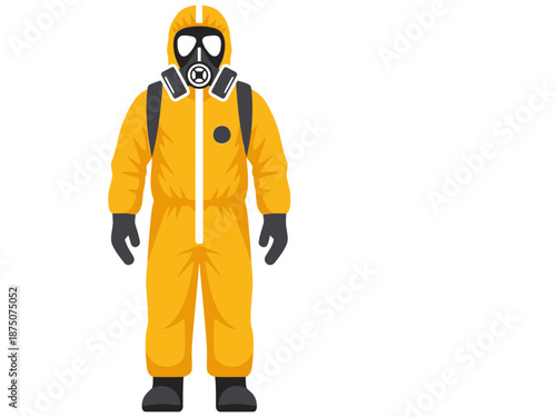 A hazmat suit stands as a symbol of safety. This vibrant, detailed illustration showcases protective gear, ideal for health, safety, and emergency themes. Clean, modern design.