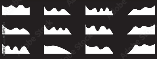 Abstract black wave shape collection for banners, dividers and backgrounds in smooth flowing vector illustration. For banners, dividers, headers, backgrounds, decorative elements, website and more.