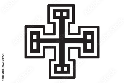 Black and white cross symbol isolated on white background