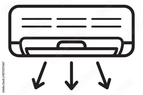 Air conditioner unit blowing cold air isolated on white background