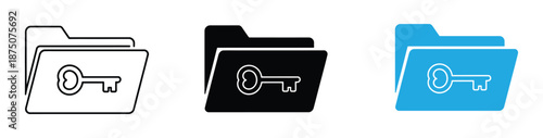 Secure folder icons with key symbol. folder and key icon. 