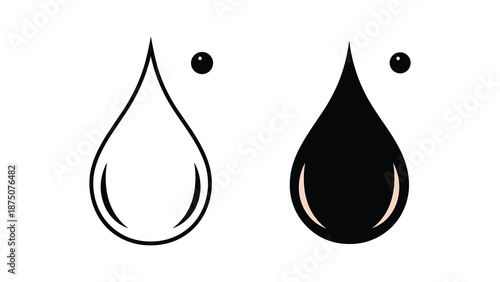 Black and white droplet illustration with eyes