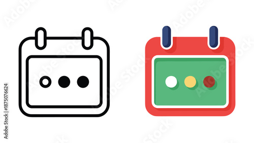 Simple calendar icons with colored dots