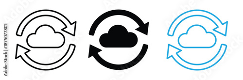 Cloud storage sync icon. Cloud sync icon related to maintenance, setting, internet, security. Cloud Sync Icon Vector Symbol Design Illustration