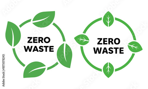 Zero waste lifestyle flat icon set for sustainable living