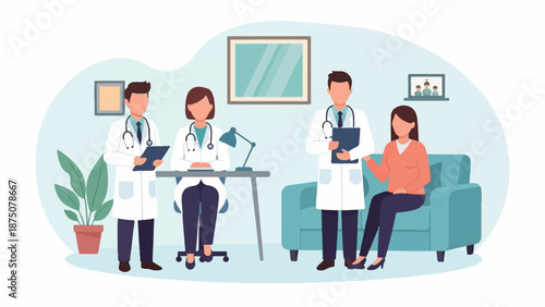 Doctors consulting with a patient in an office. Healthcare professionals provide medical advice